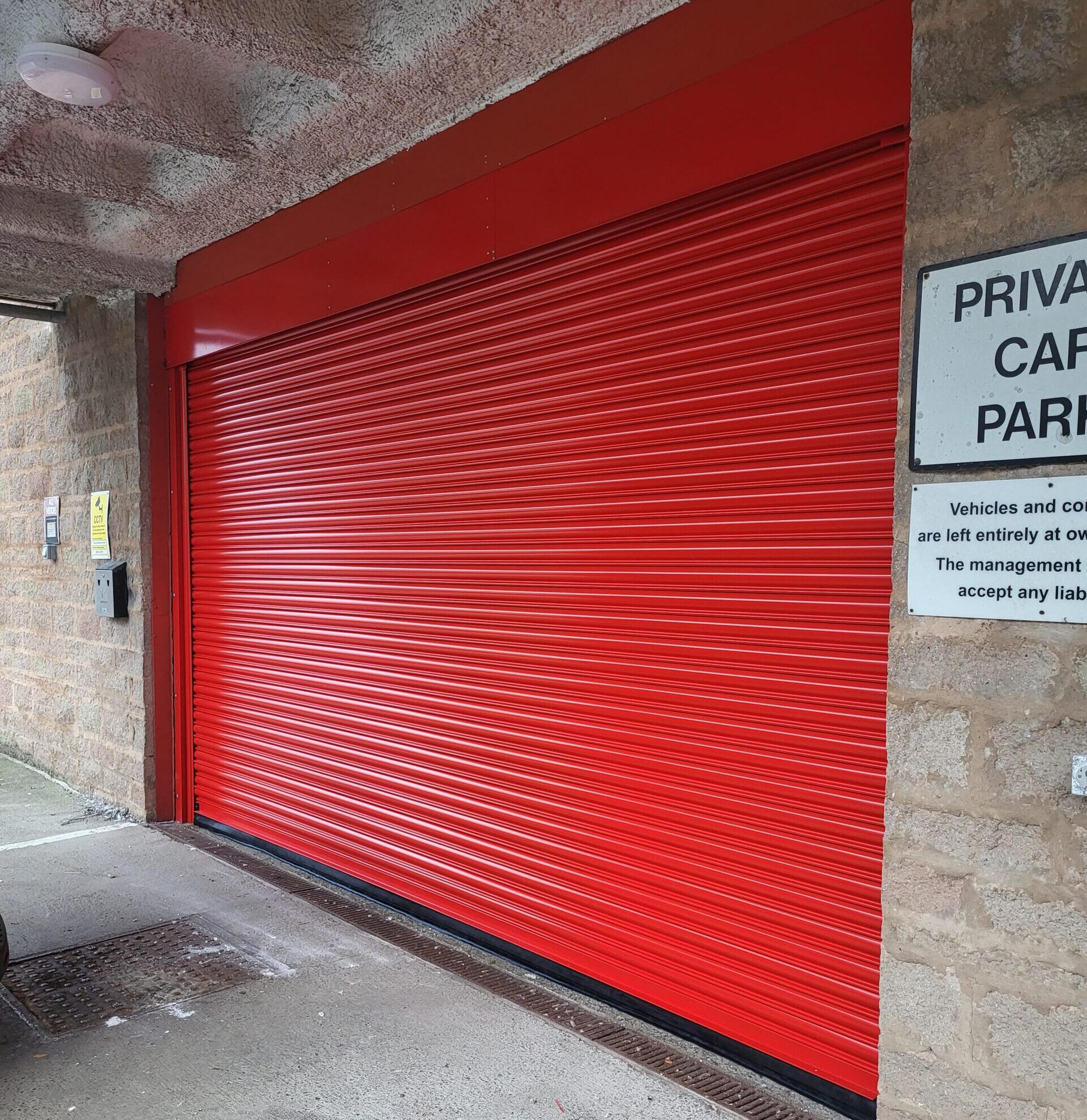 red electric roller shutter